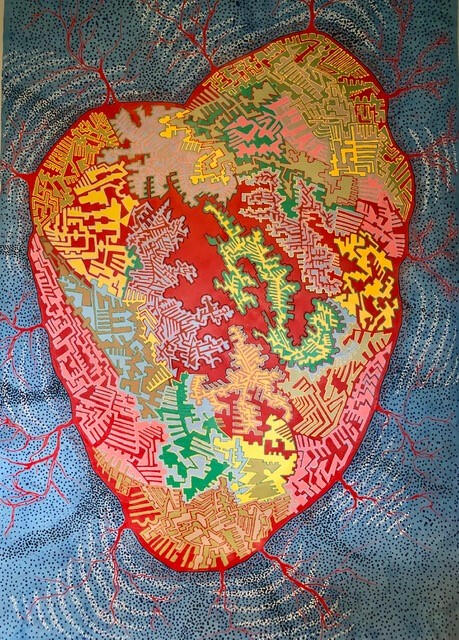 'Beating Heart of the City' Acrylic on canvas (138 x 82cm) $1,150